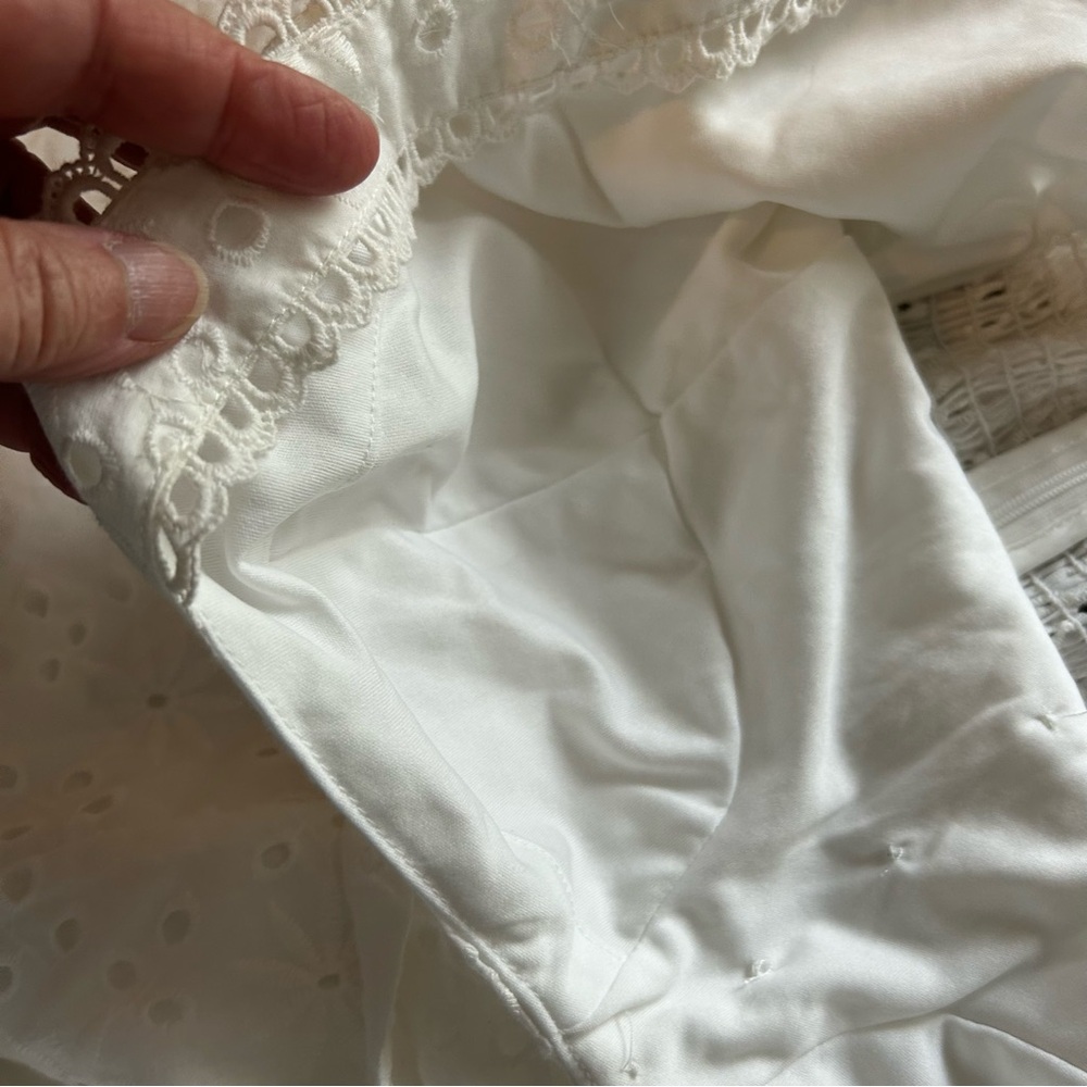 LuLus Sweetest Angel Ivory Eyelet Embroidered Tie-Front Jumpsuit. Size Large. - Picture 13 of 13